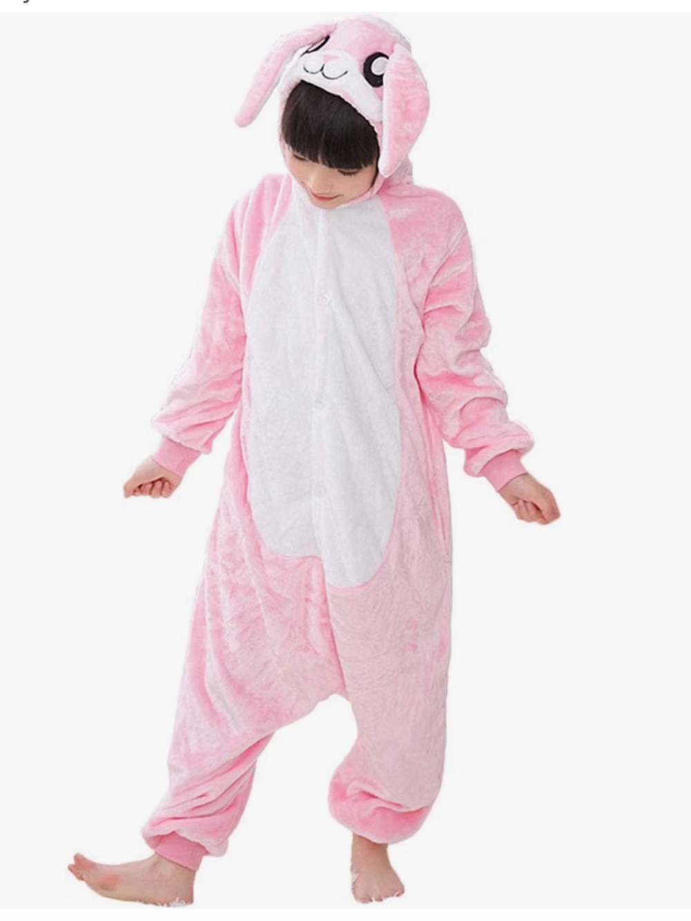 *New* Kids Pink Rabbit Onesie Costume - Cozy Animal Cosplay pajama Halloween
